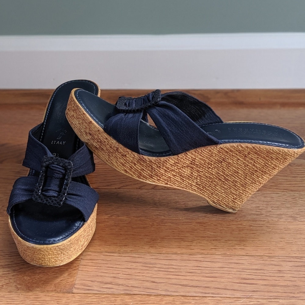 Used Italian Shoe Makers Heel Wedges Buckle 9.5